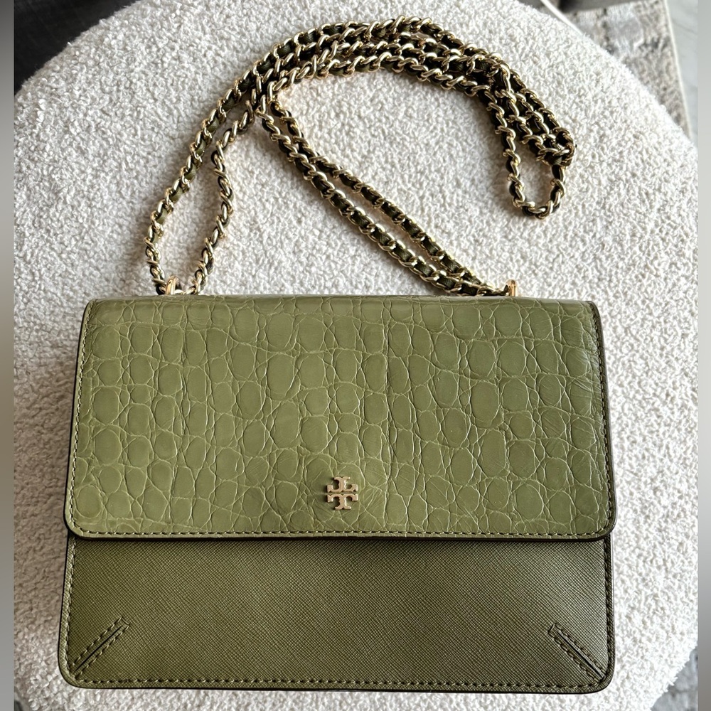 Tory Burch Robinson Crocodile Shoulder Bag